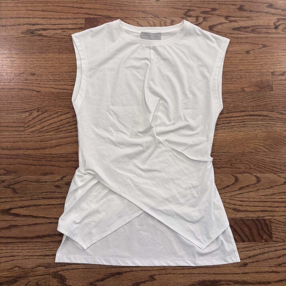 Modern Citizen White Sleeveless Top Wrap Front T-Shirt Small